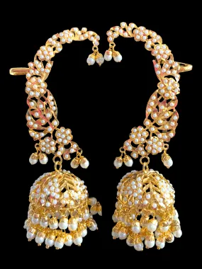 DER315 jadau kaanphool earrings in pearls ( READY TO SHIP)