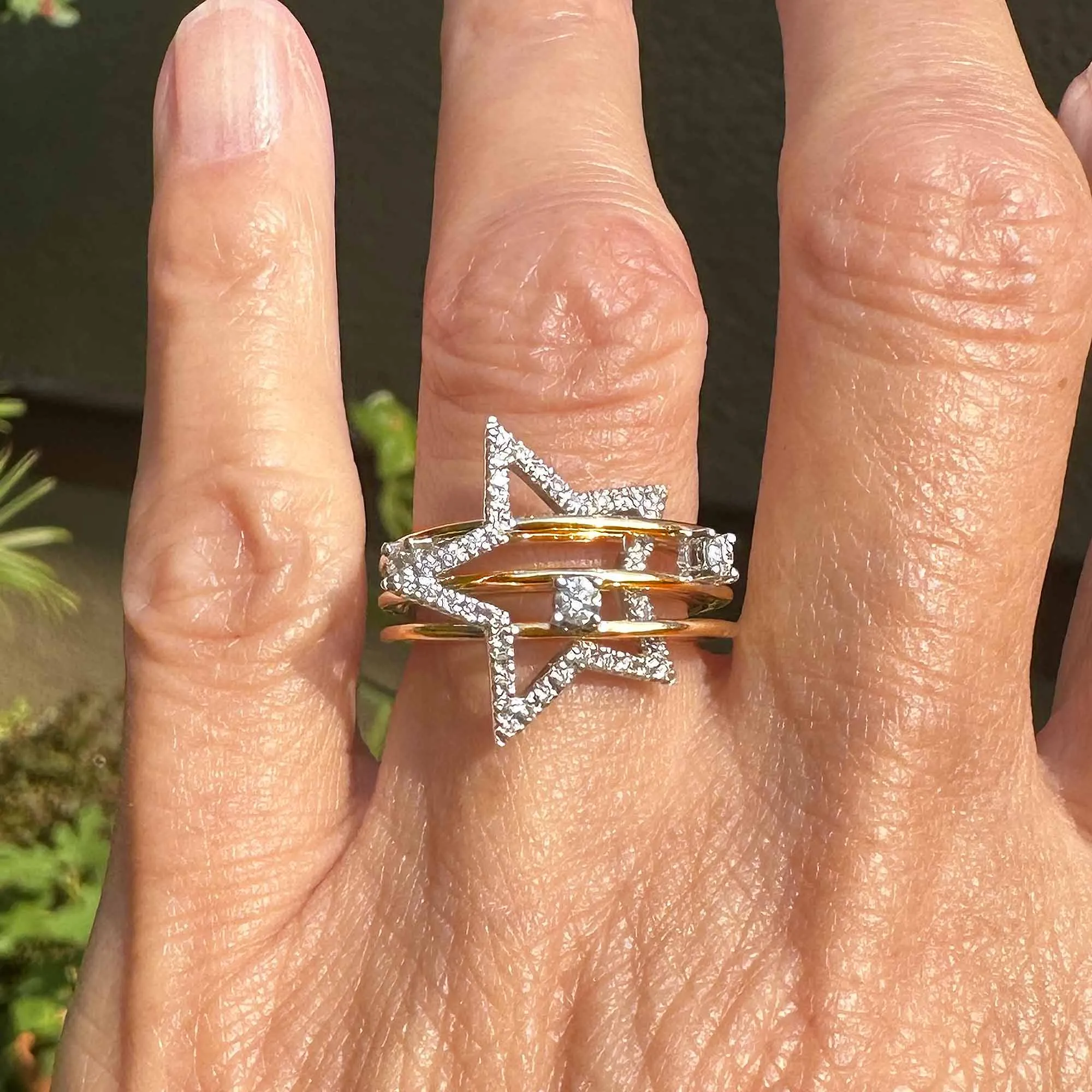 Designer Sonia B 14K Gold Diamond Star Ring