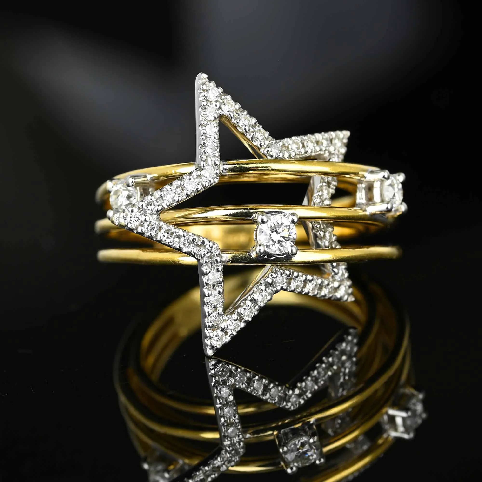 Designer Sonia B 14K Gold Diamond Star Ring