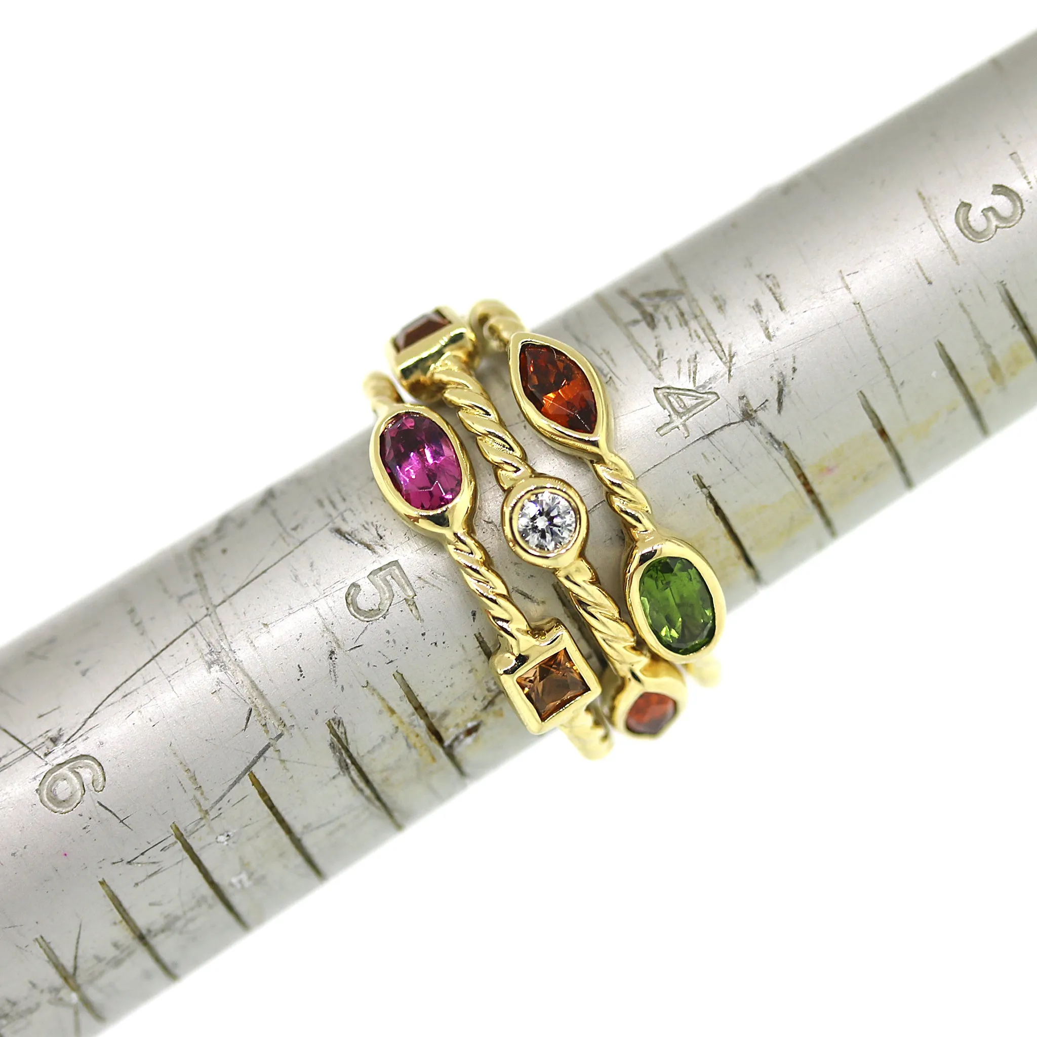 Diamond & Gemstone Triple Row Statement Ring