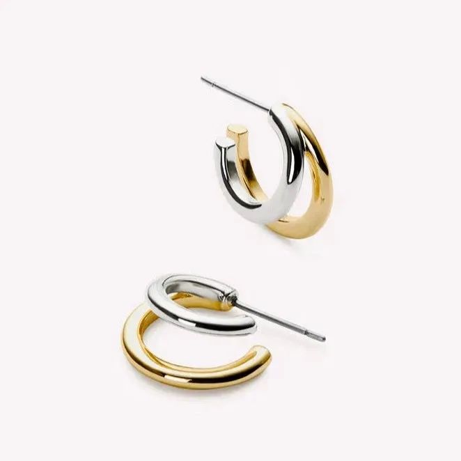 Double Illusion Earrings in 14K Gold over Sterling Silver