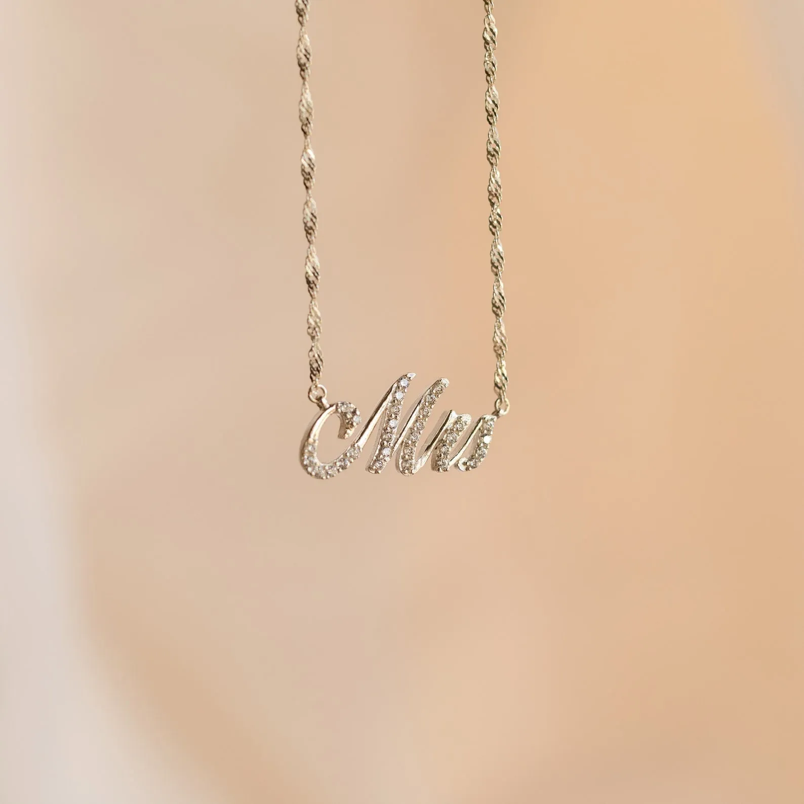 Elegant Pave Name Necklace