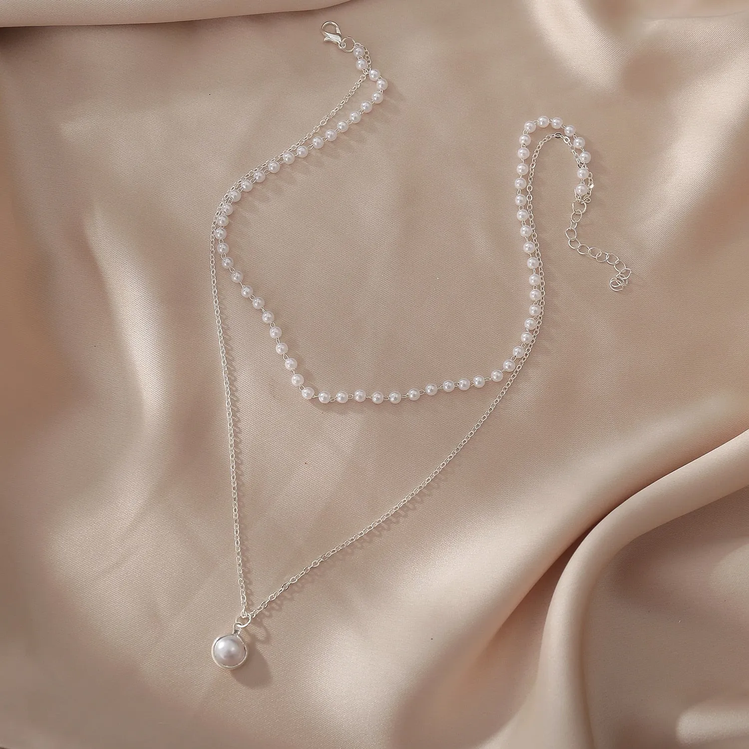 Elegant Retro Style Double-Layer Pearl Necklace - Choker