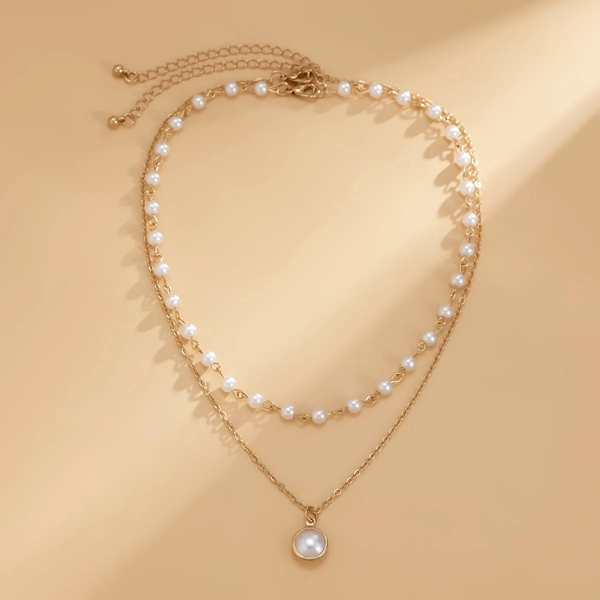 Elevate Your Style with our 2-Piece Temperament Necklace Set - Large Faux Pearls, Stackable Neck Chain, and Detachable Design for Women and Girls