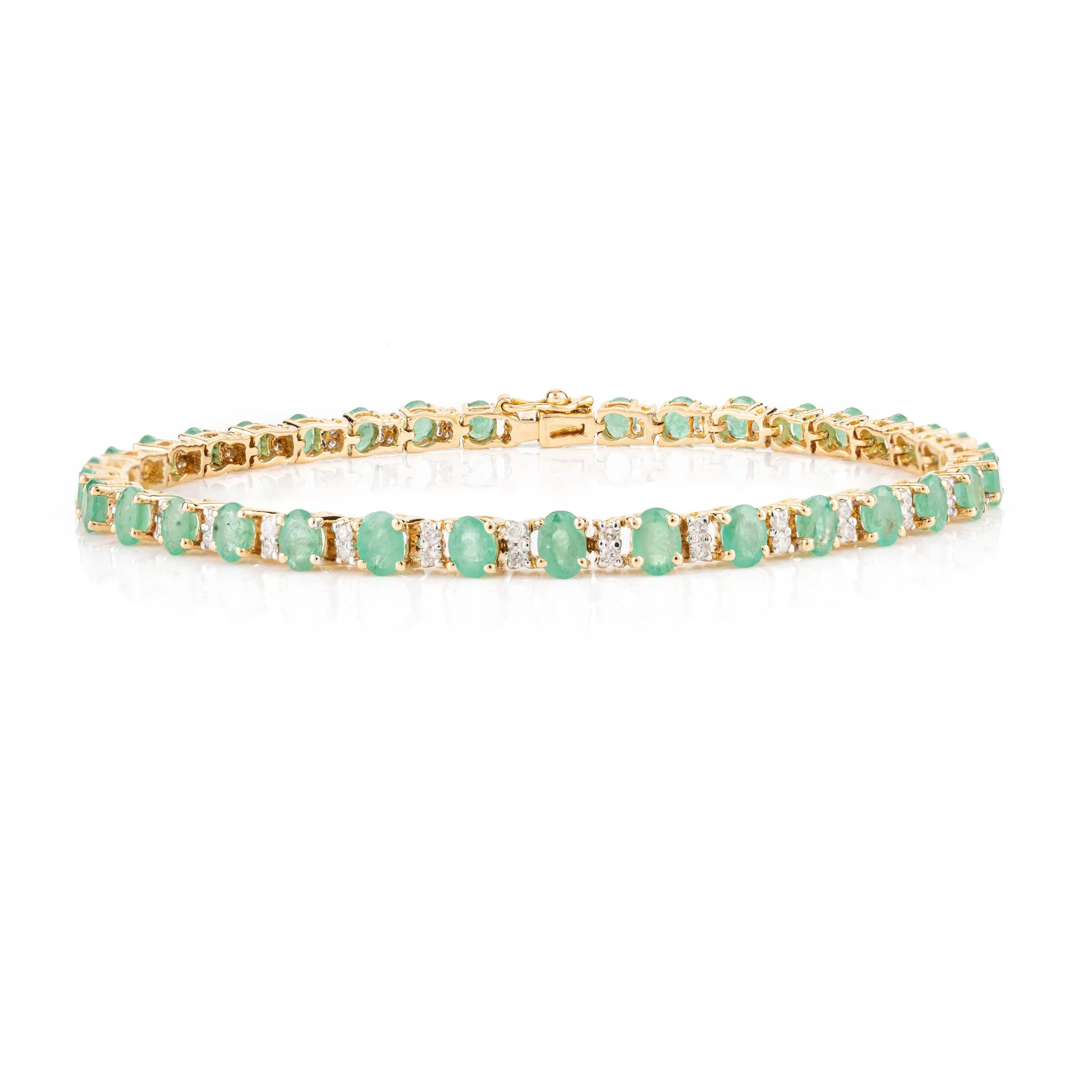 Emerald and Diamond Designer Tennis Bracelet