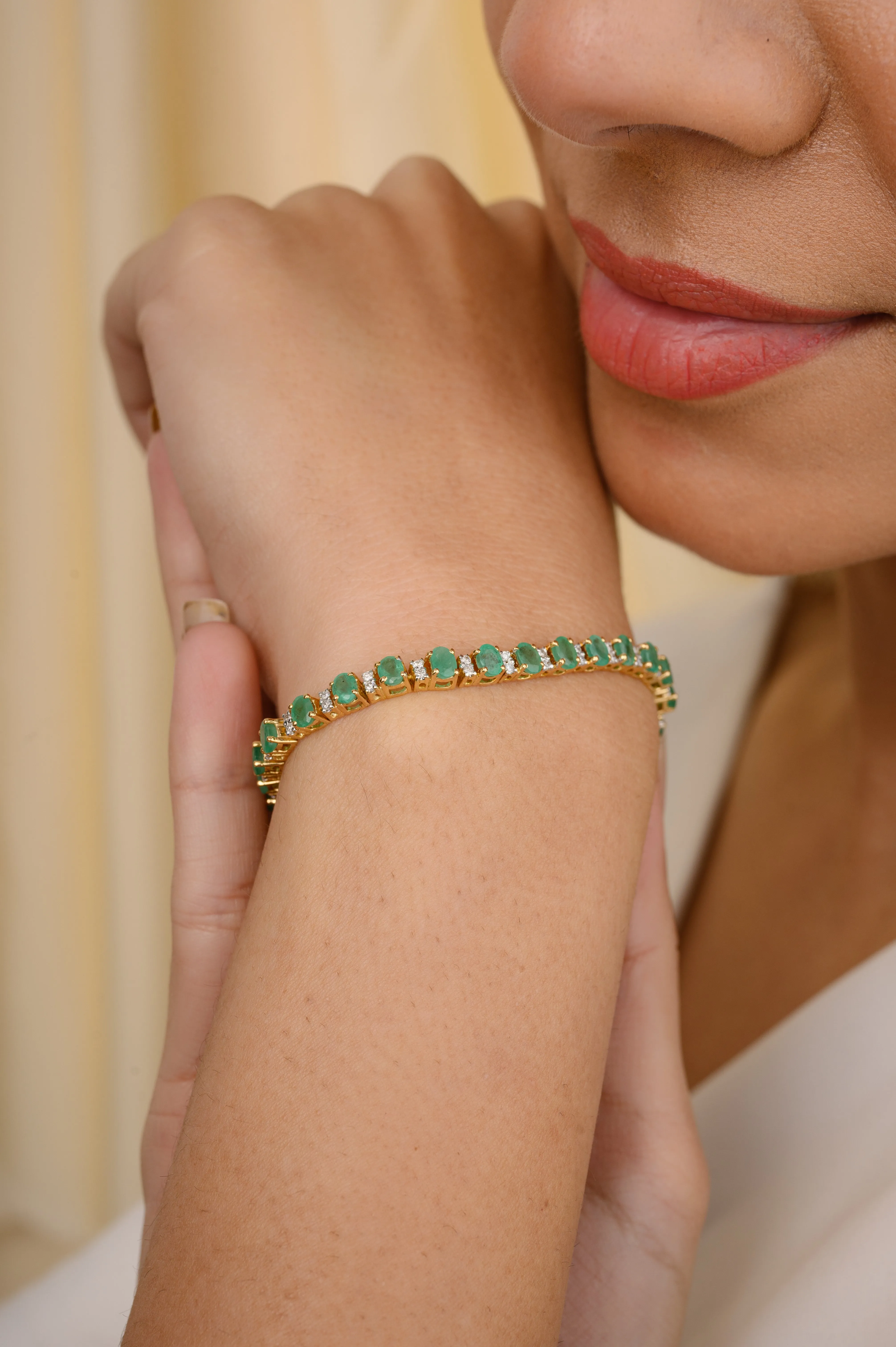 Emerald and Diamond Designer Tennis Bracelet