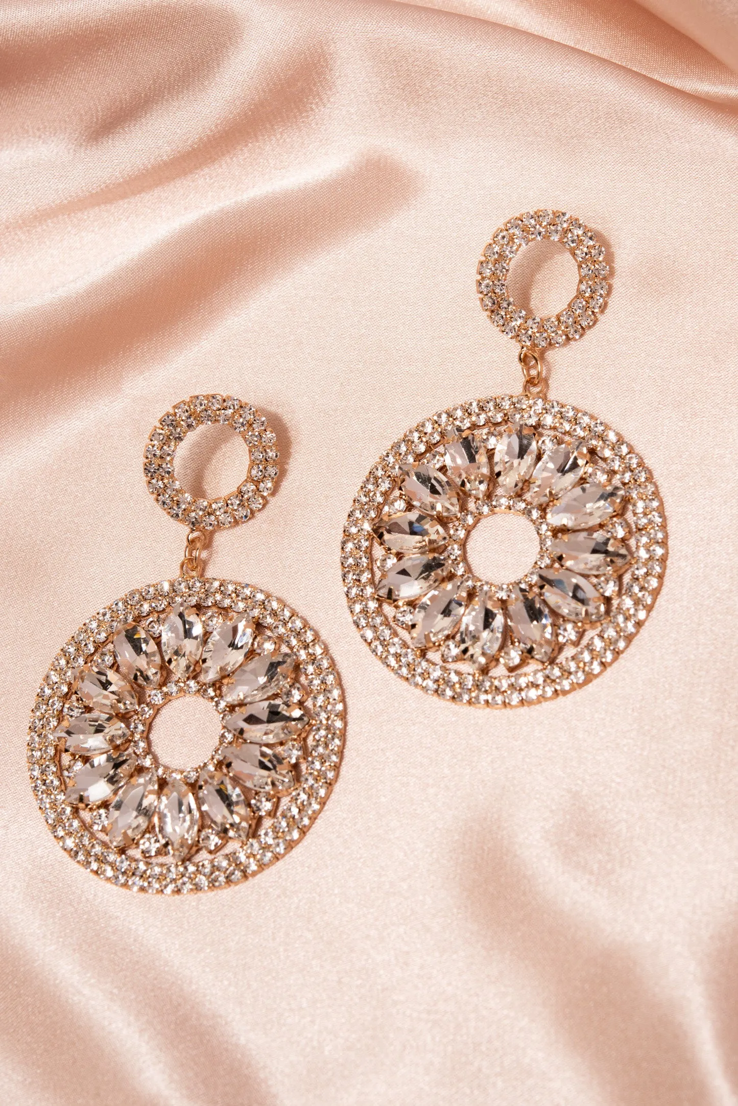 Estella Circle Drop Rhinestone Post Earrings