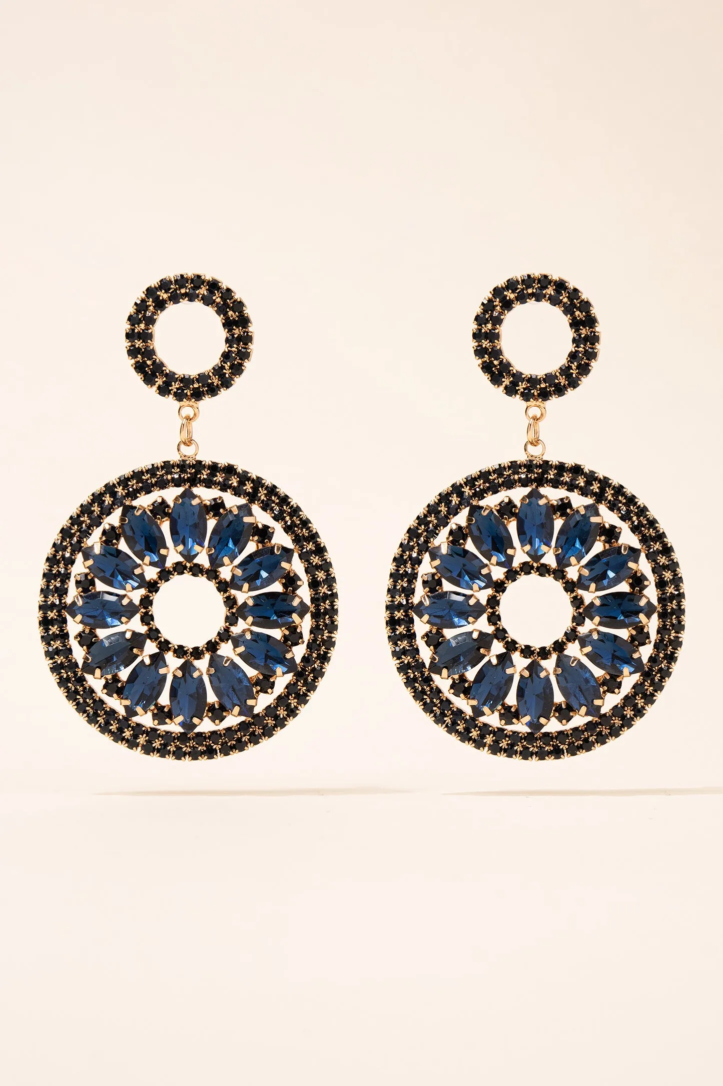 Estella Circle Drop Rhinestone Post Earrings