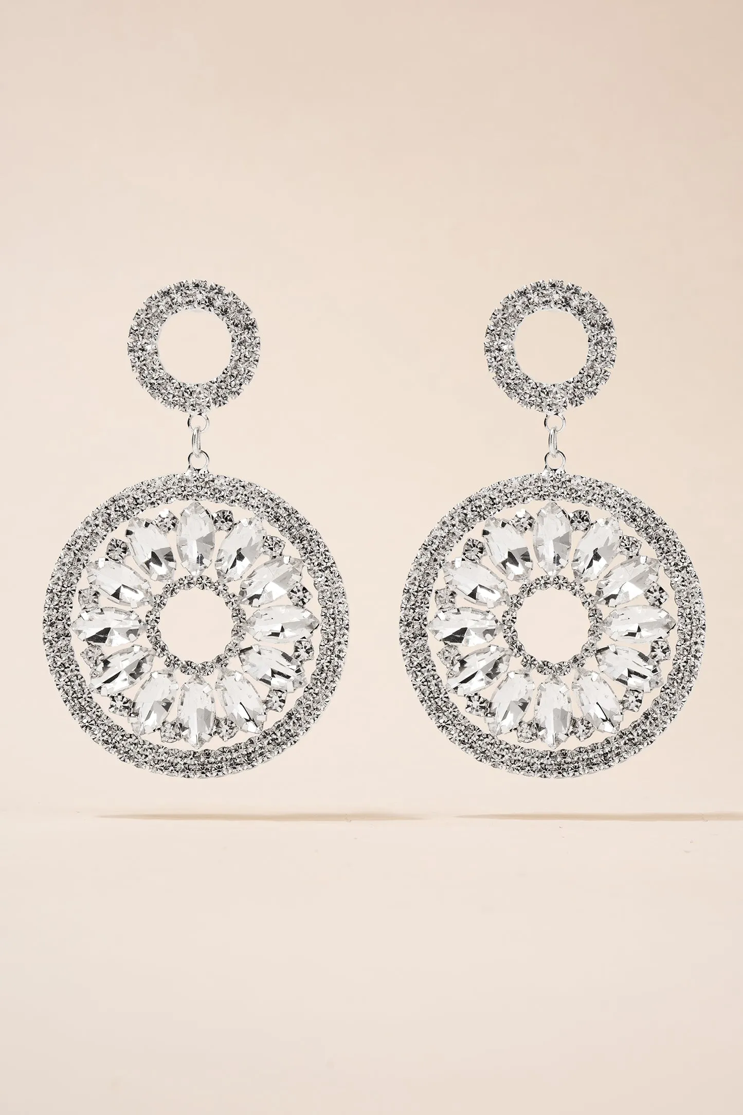 Estella Circle Drop Rhinestone Post Earrings