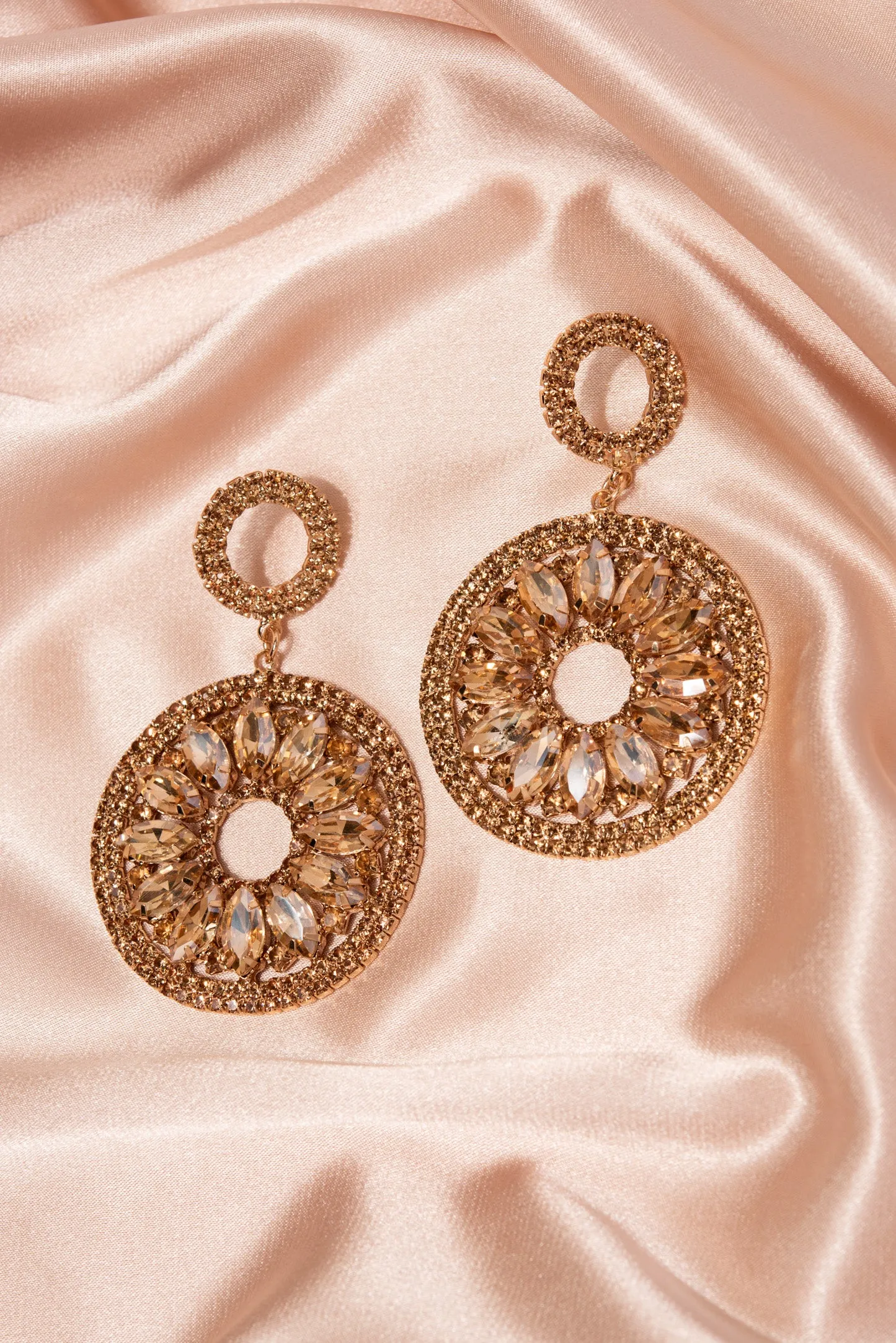 Estella Circle Drop Rhinestone Post Earrings