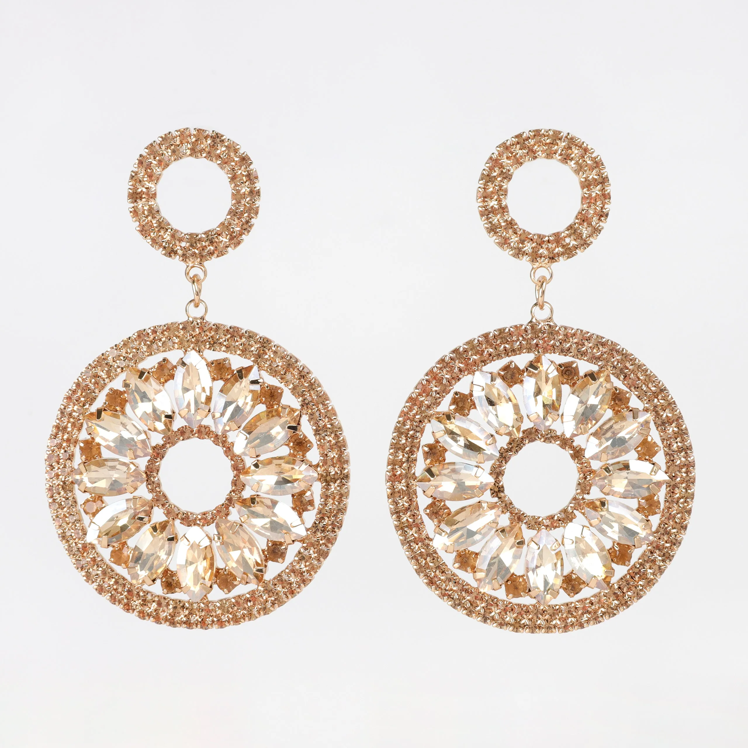 Estella Circle Drop Rhinestone Post Earrings