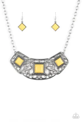 Feeling Inde-PENDANT Yellow and Silver Necklace - Paparazzi Accessories