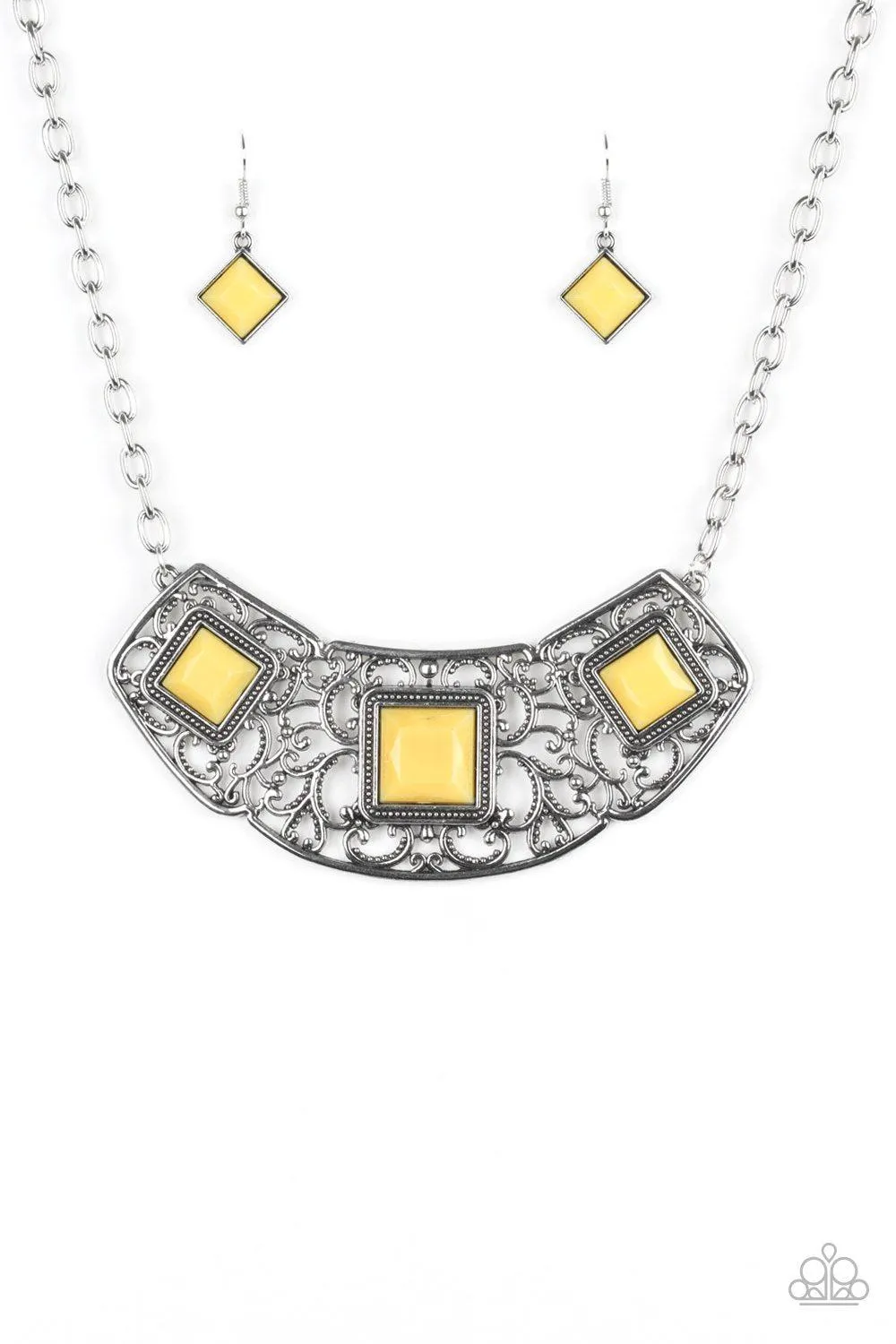 Feeling Inde-PENDANT Yellow and Silver Necklace - Paparazzi Accessories