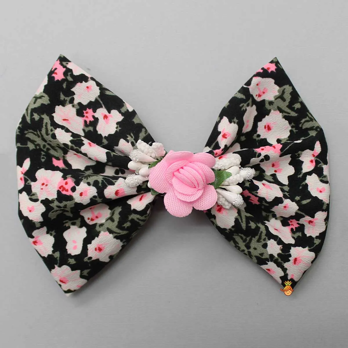 Floral Printed Black Bowie Hair Clip