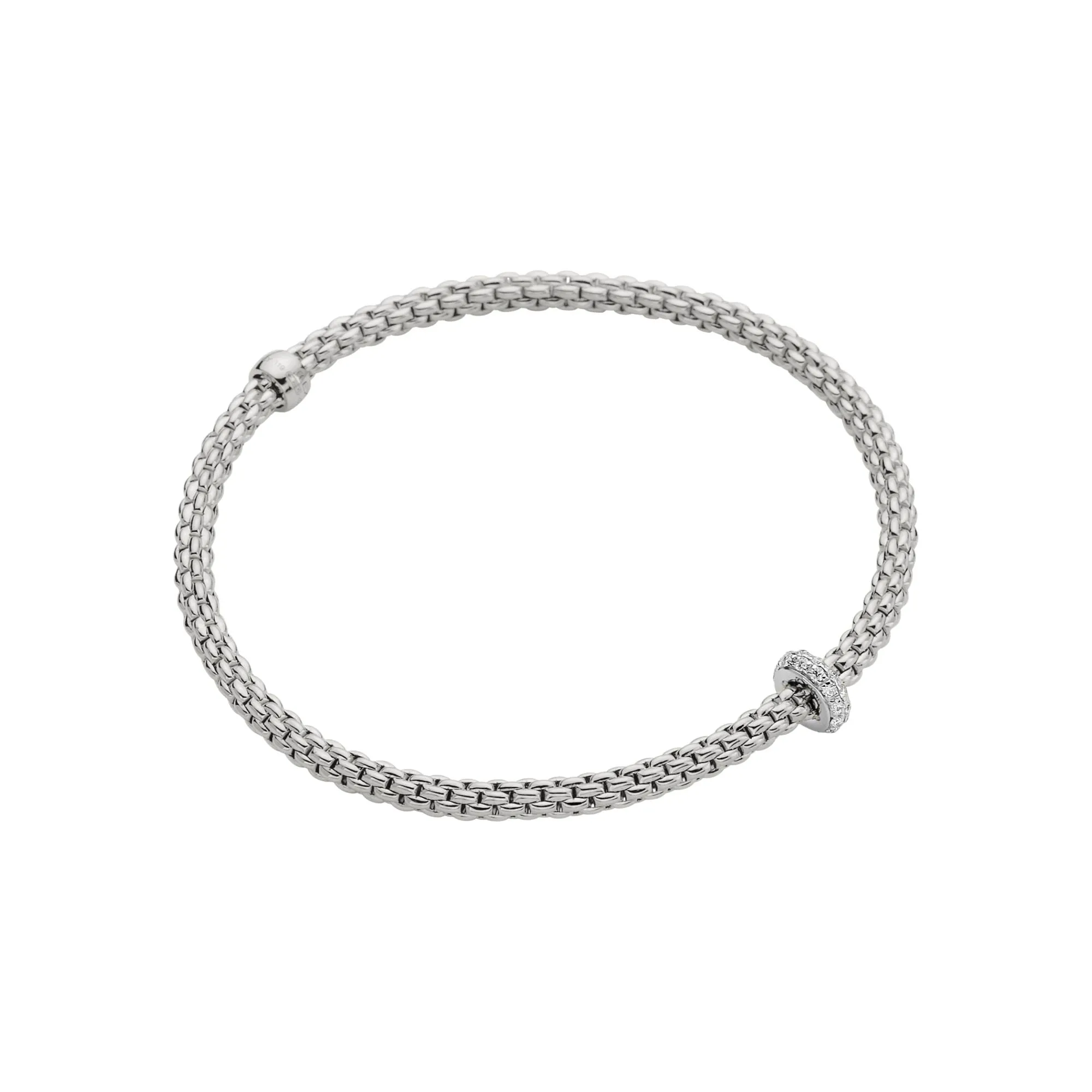 FOPE 18K WHITE GOLD PRIMA COLLECTION FLEX'IT BRACELET WITH DIAMONDS - SZ MED