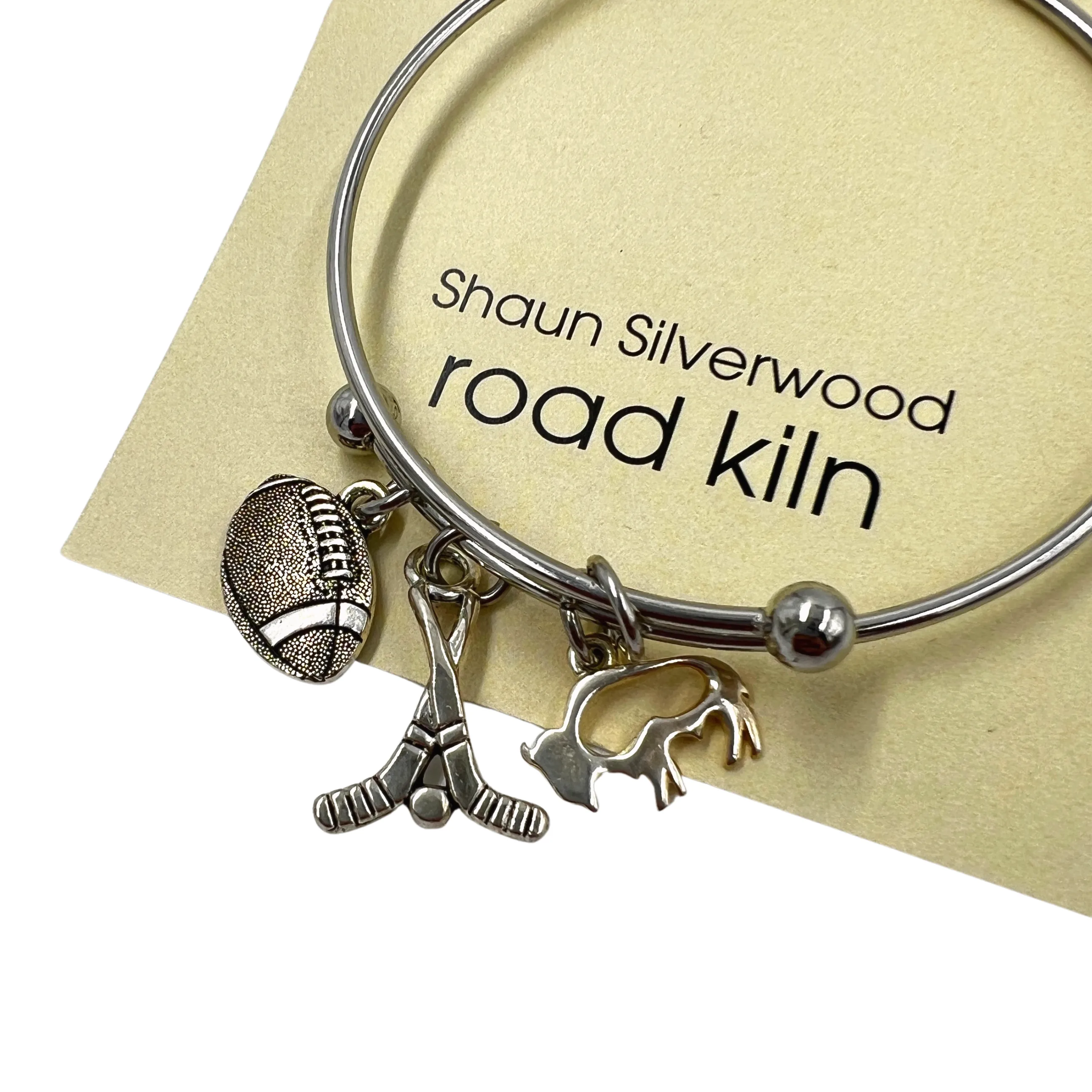 Four-Charm Silver Sports Bracelet