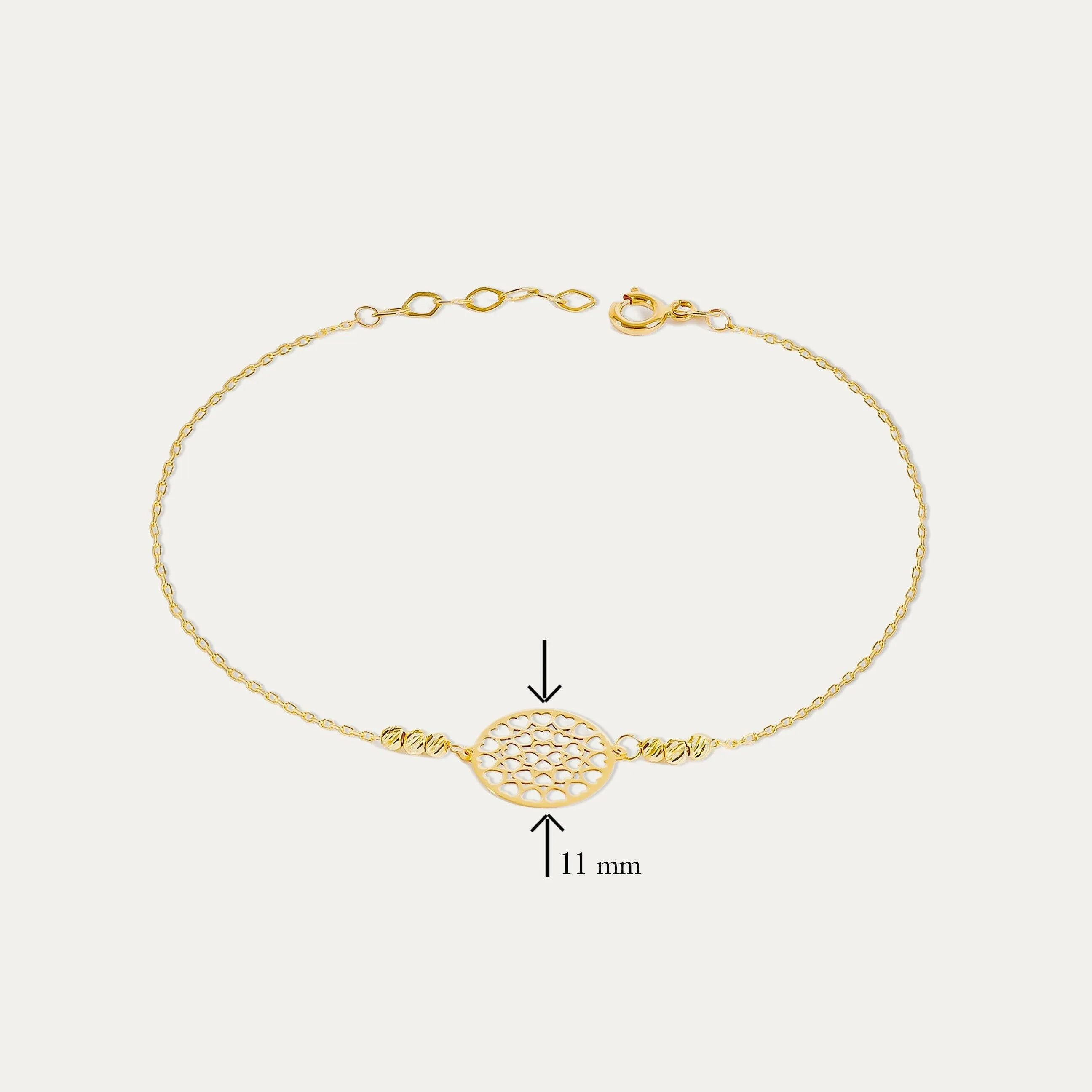 Gold Heart Bracelet | 14K Solid Gold