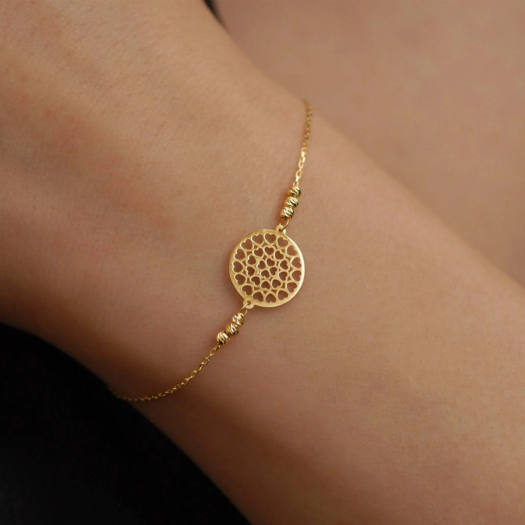 Gold Heart Bracelet | 14K Solid Gold