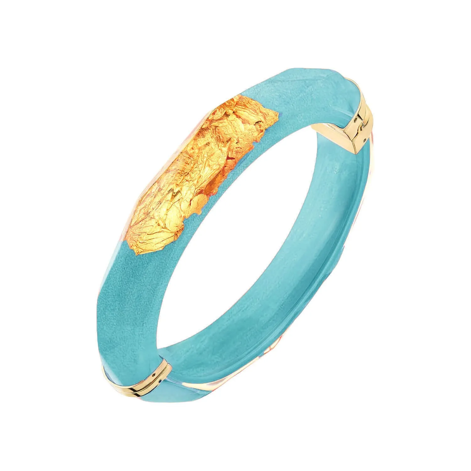 Gold Leaf Thin Faceted Lucite Bangle in Pastels