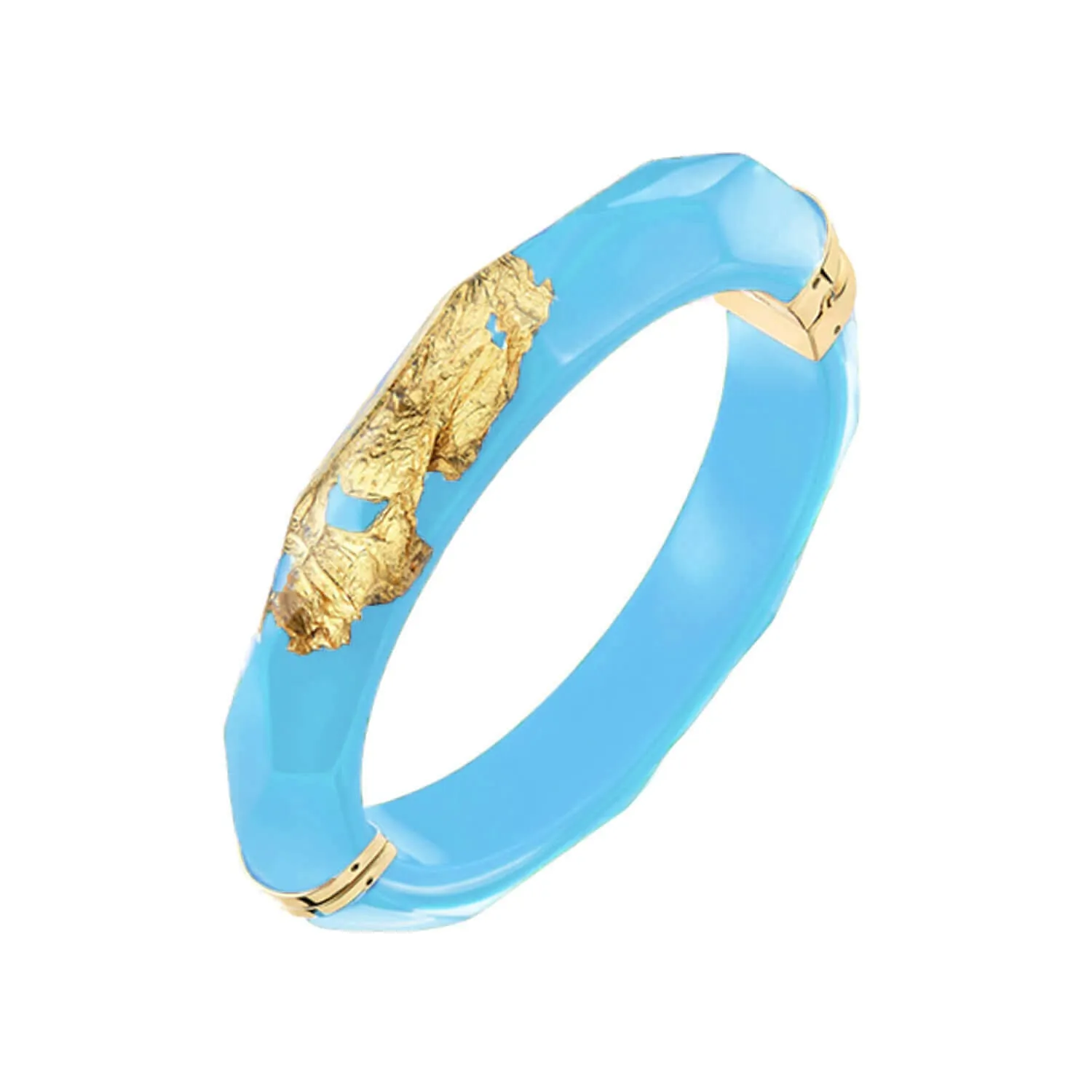 Gold Leaf Thin Faceted Lucite Bangle in Pastels