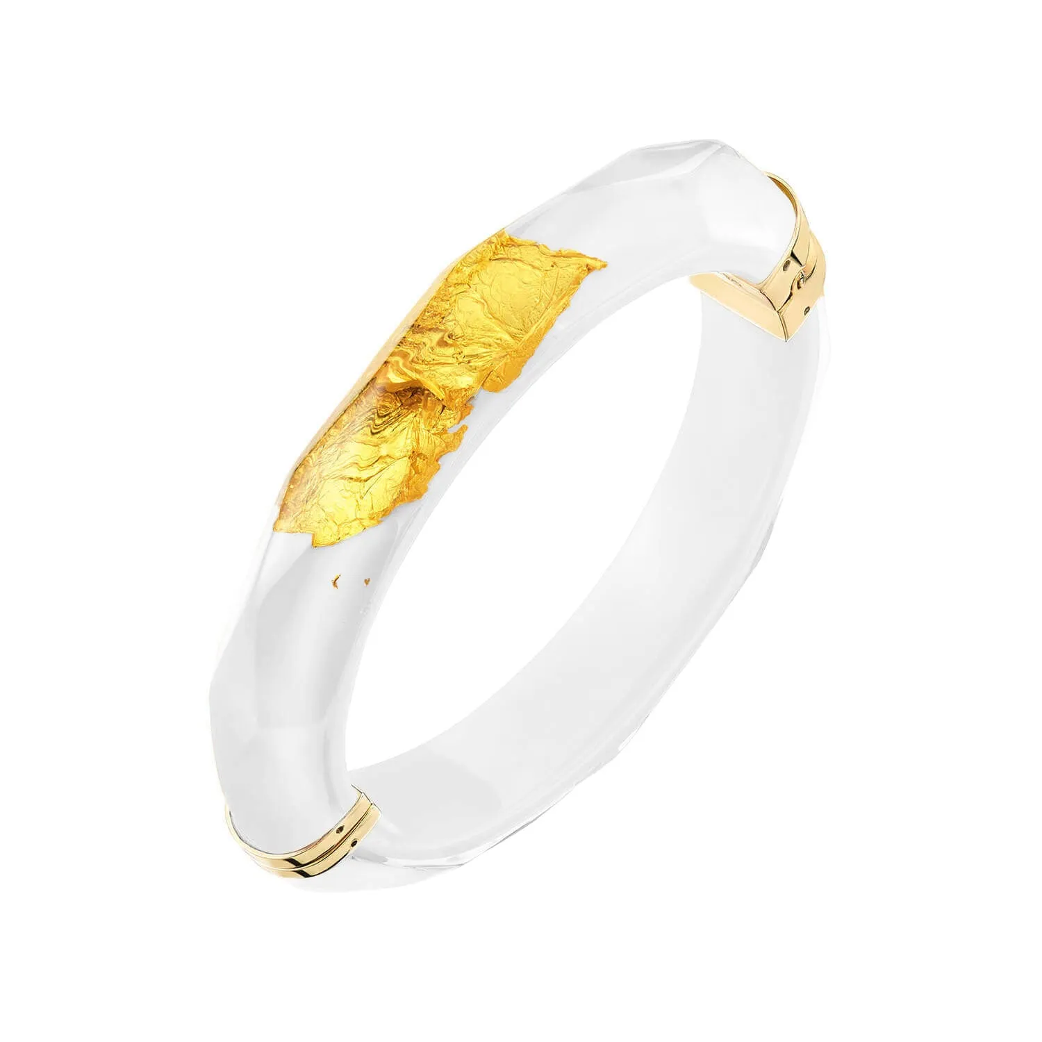 Gold Leaf Thin Faceted Lucite Bangle in Pastels