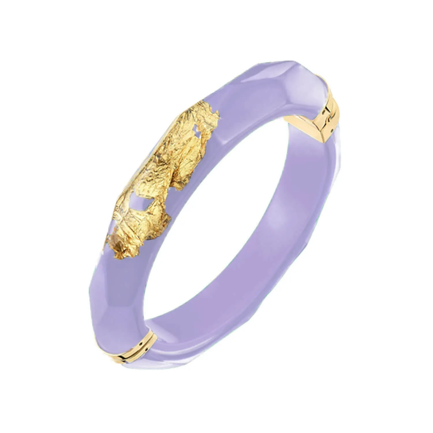 Gold Leaf Thin Faceted Lucite Bangle in Pastels