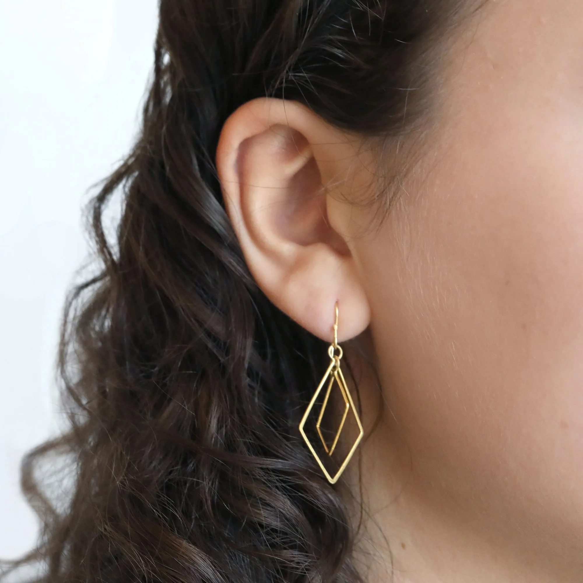 Gold Mini Geometric Origami Earrings