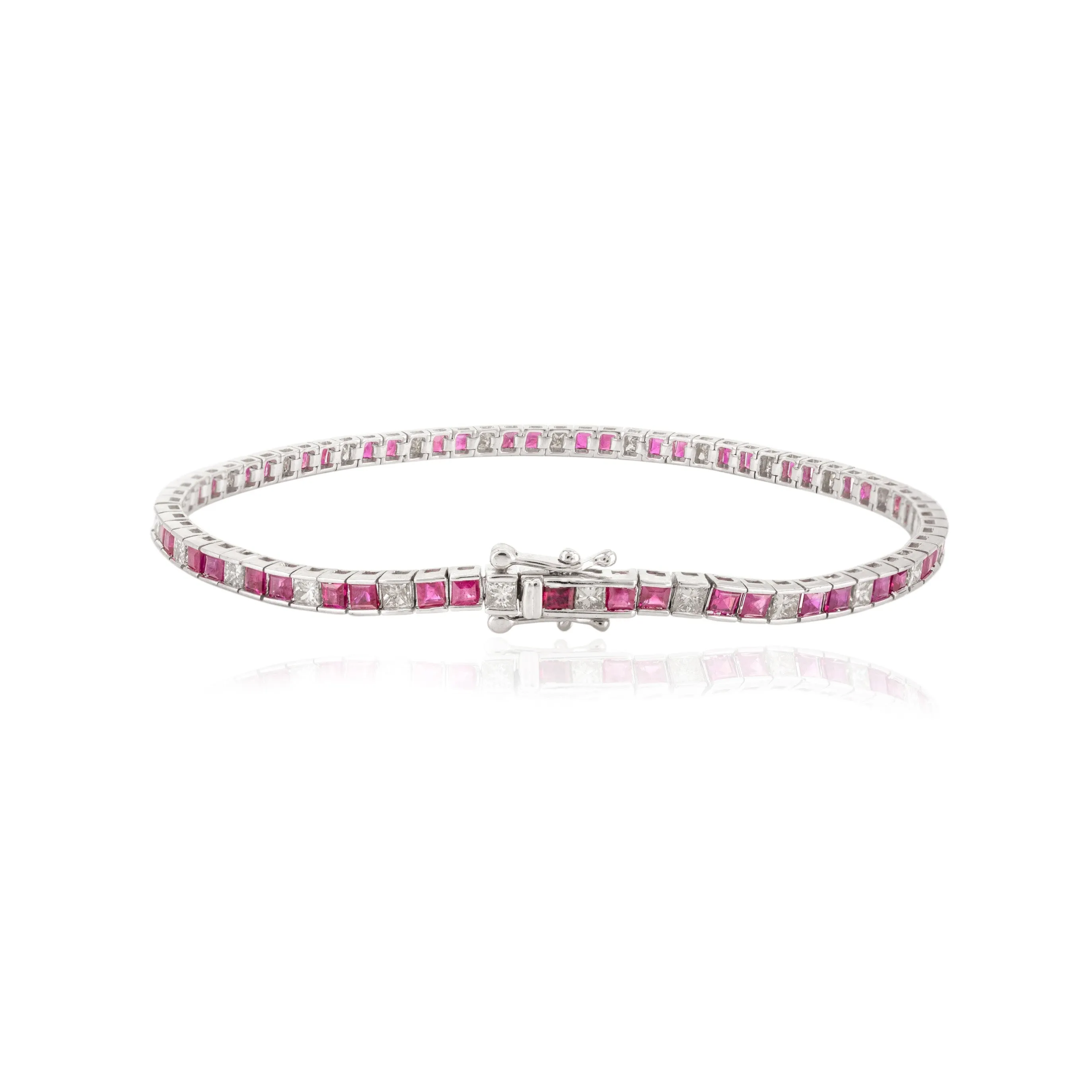 Gold Ruby Diamond Tennis Bracelet