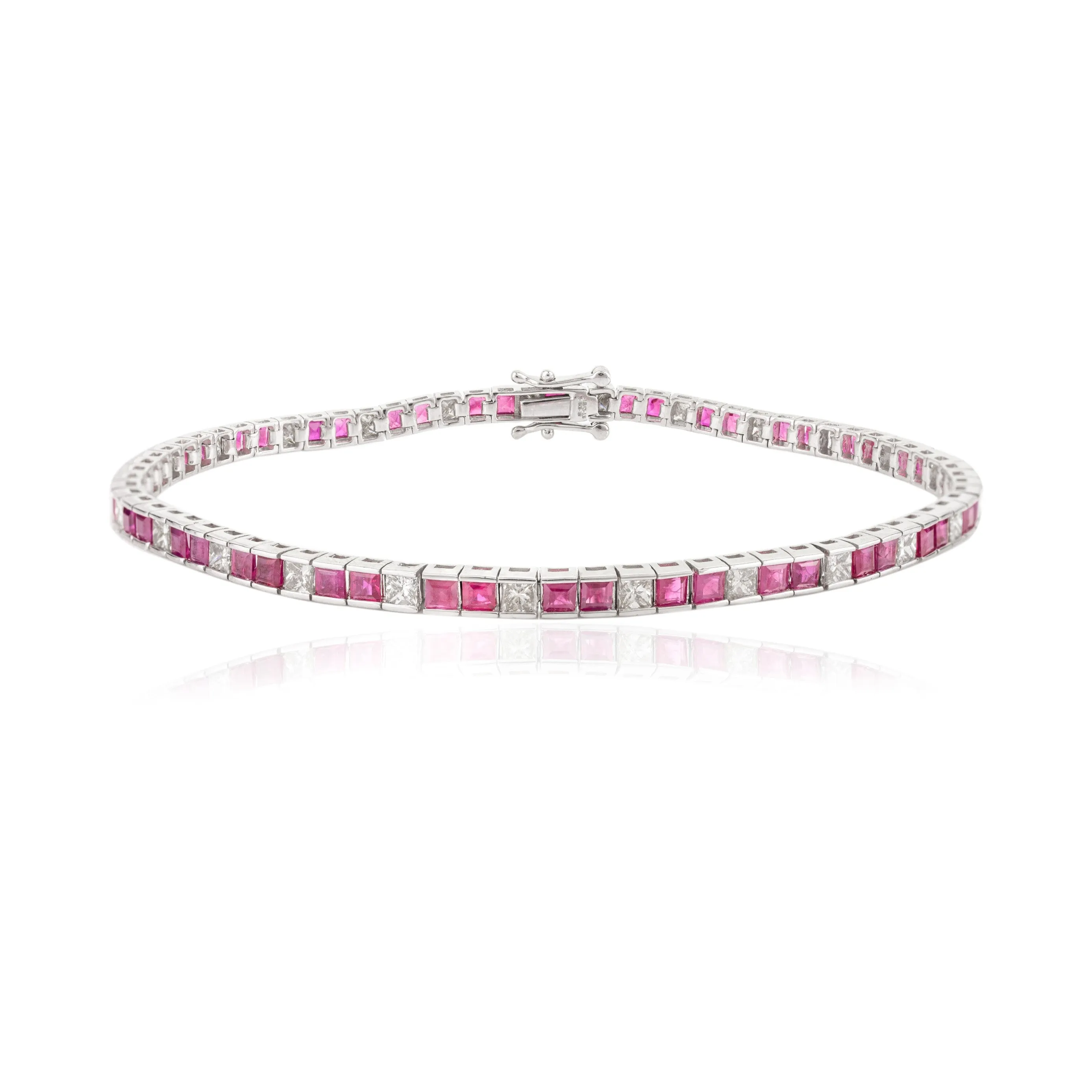 Gold Ruby Diamond Tennis Bracelet