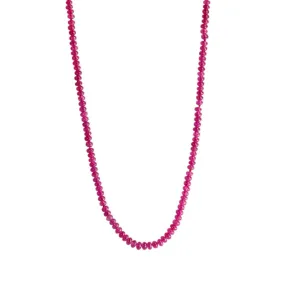 Graduated Cabochon Ruby Beaded Necklace with 18K Gold Lobster Clasp