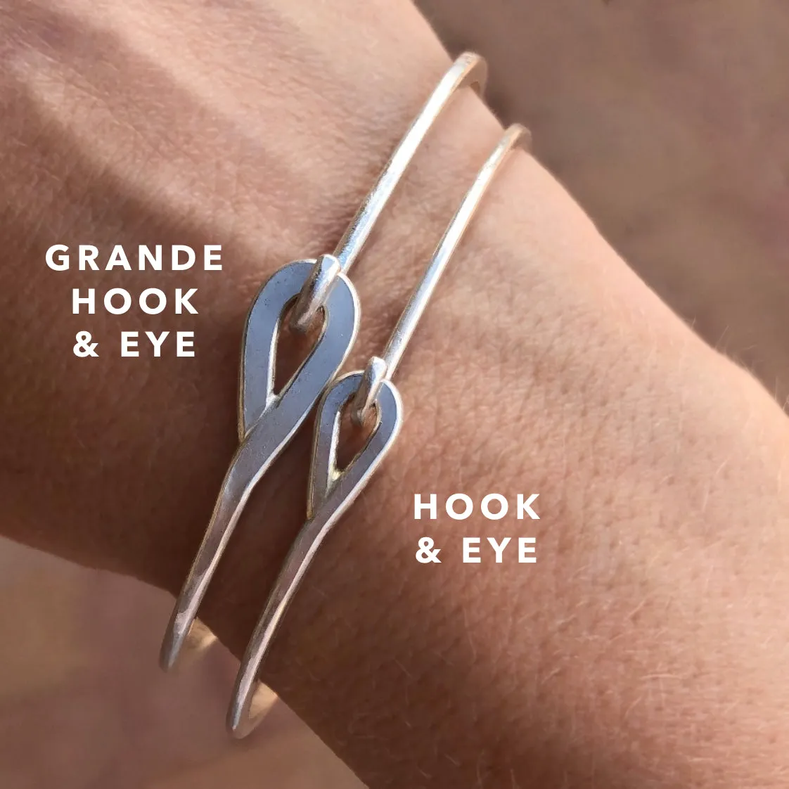 Grande sterling silver hammered hook & eye bracelet