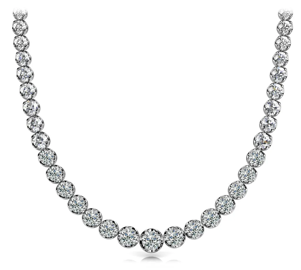 HAIL 15 Carat Diamond Rivera Graduated Necklace in 14K White Gold Low Base G Color SI1 Clarity BY MIKE NEKTA