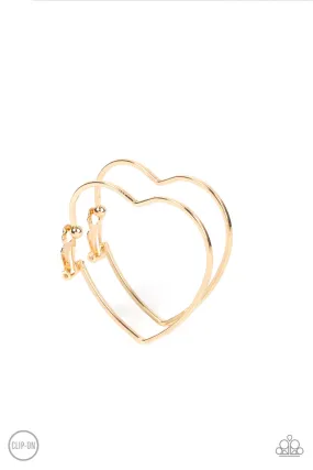 Harmonious Hearts - Gold Paparazzi Earrings