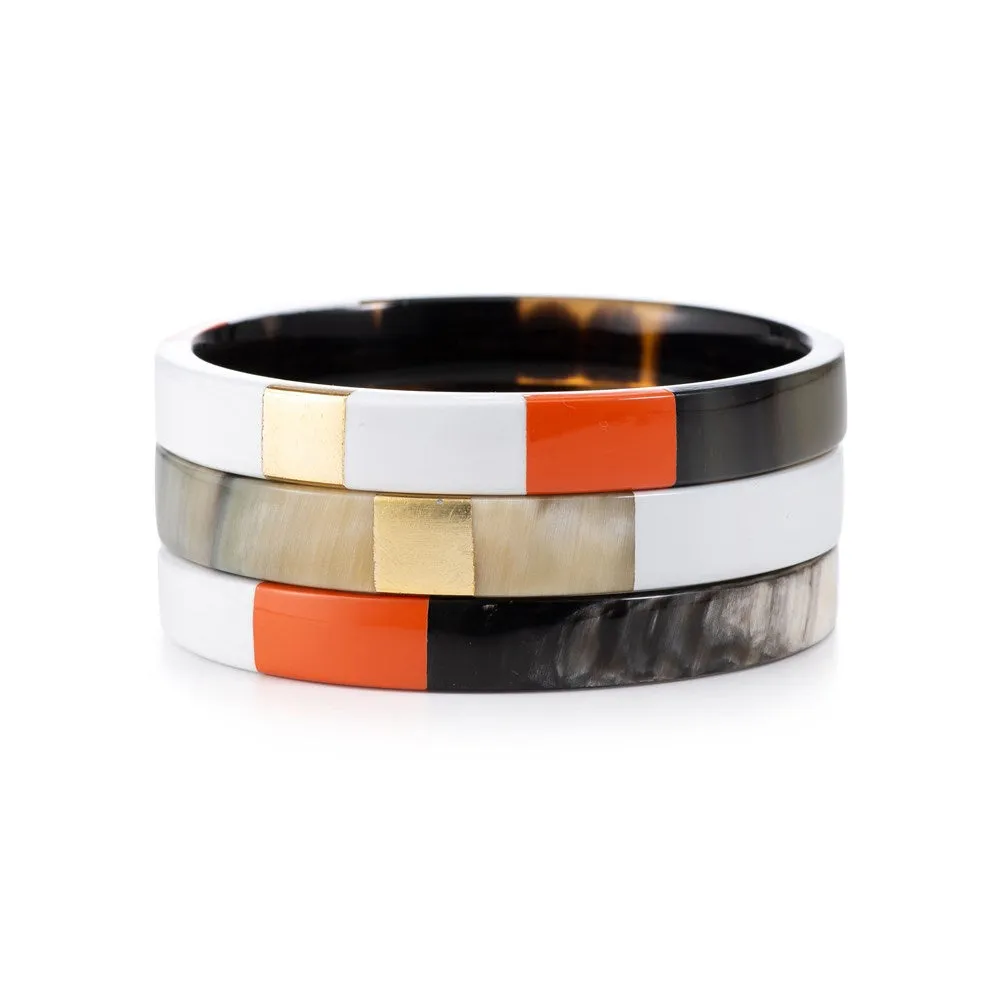 Horn Bangle Set With Lacquer