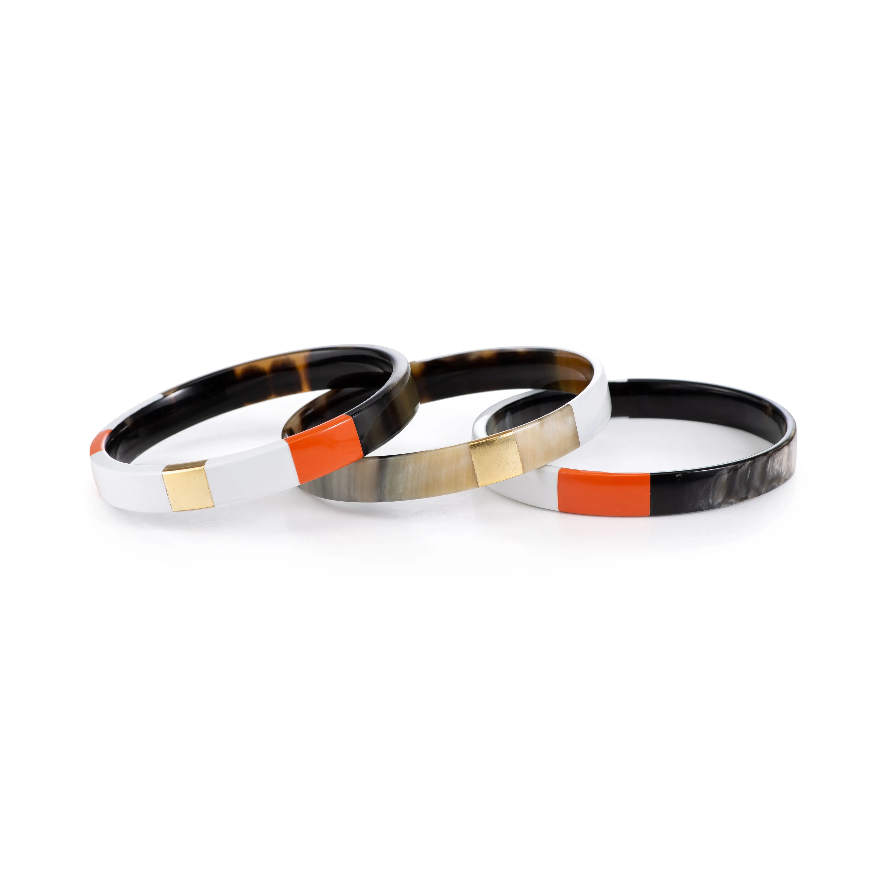 Horn Bangle Set With Lacquer