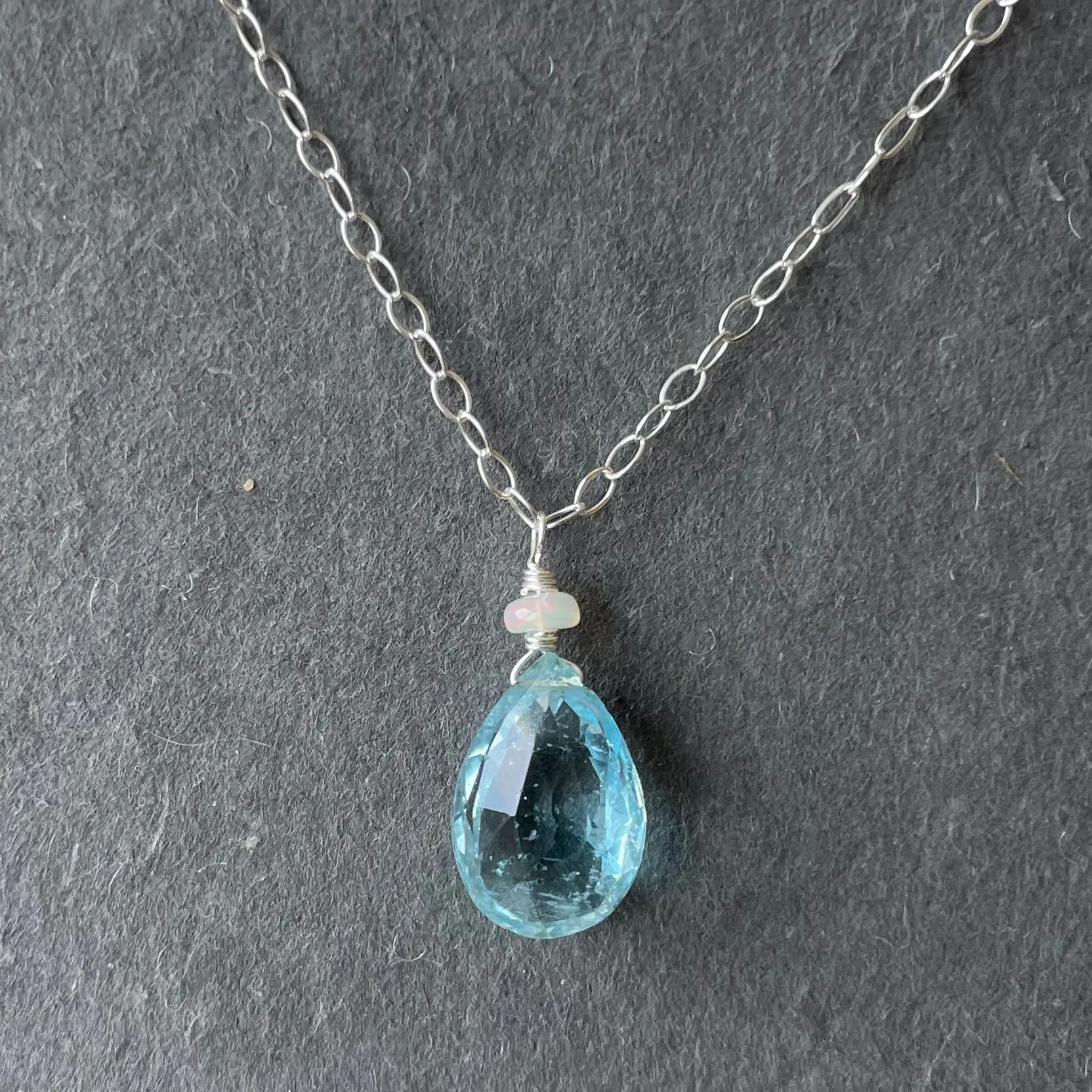 Huge Aquamarine and Opal Necklace, OOAK