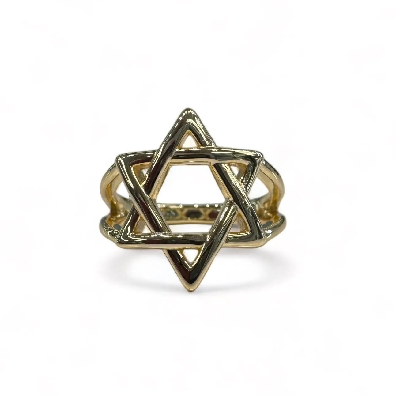 Jewish Star Ring With Double Band Connection