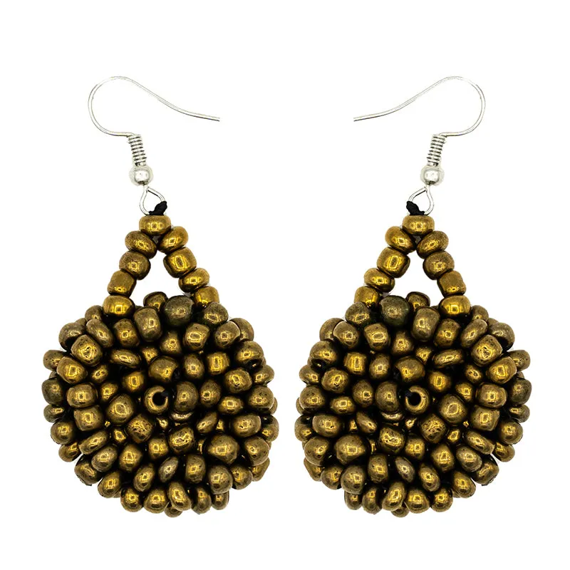 Kanule Beaded Earrings - Bronze