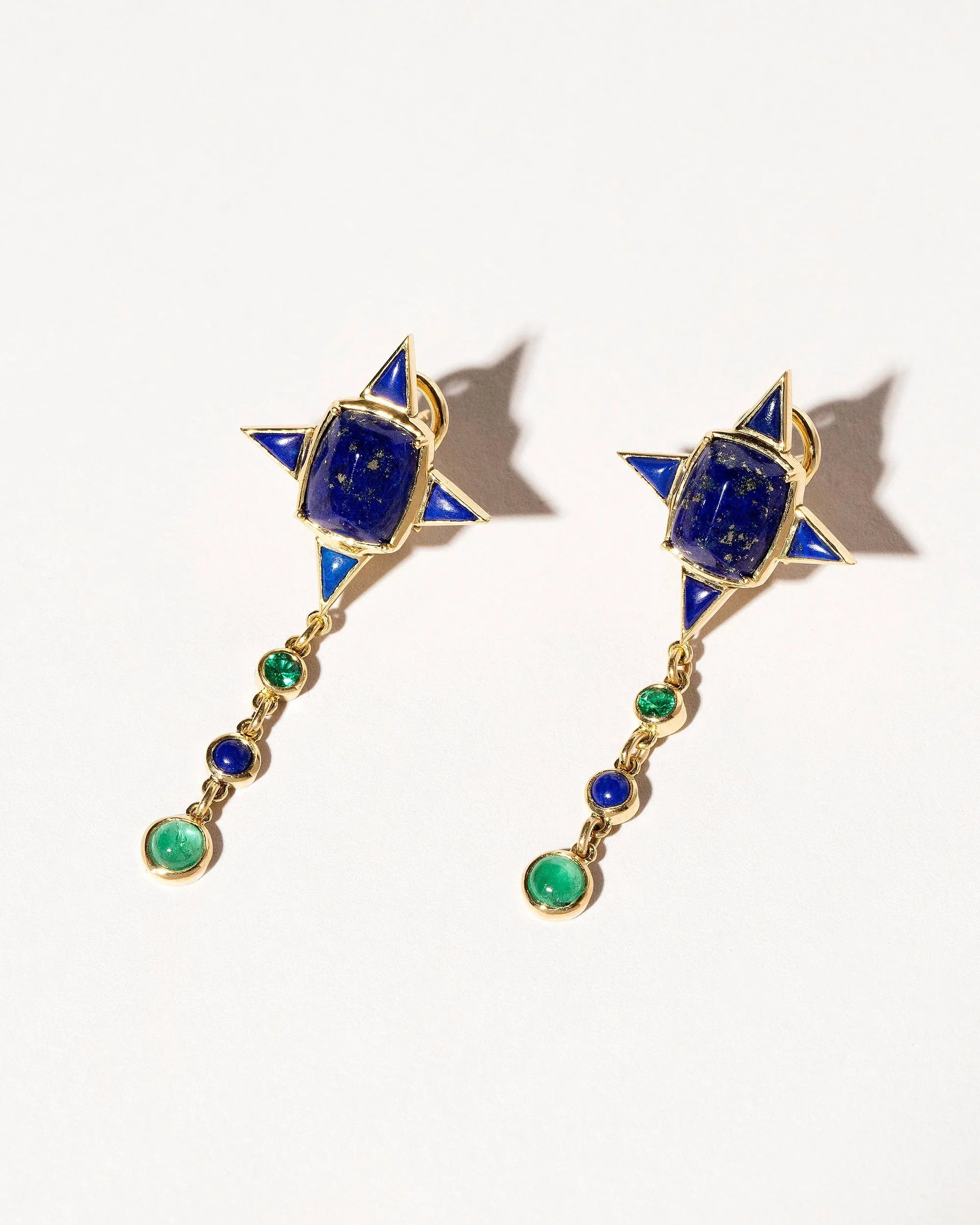 Lapis & Emerald Drop Earrings