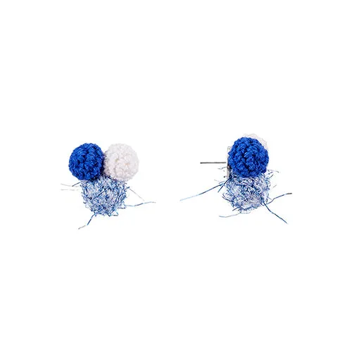 LB Hand Crochet Ball Ball Earrings Silver Needle LOJL112