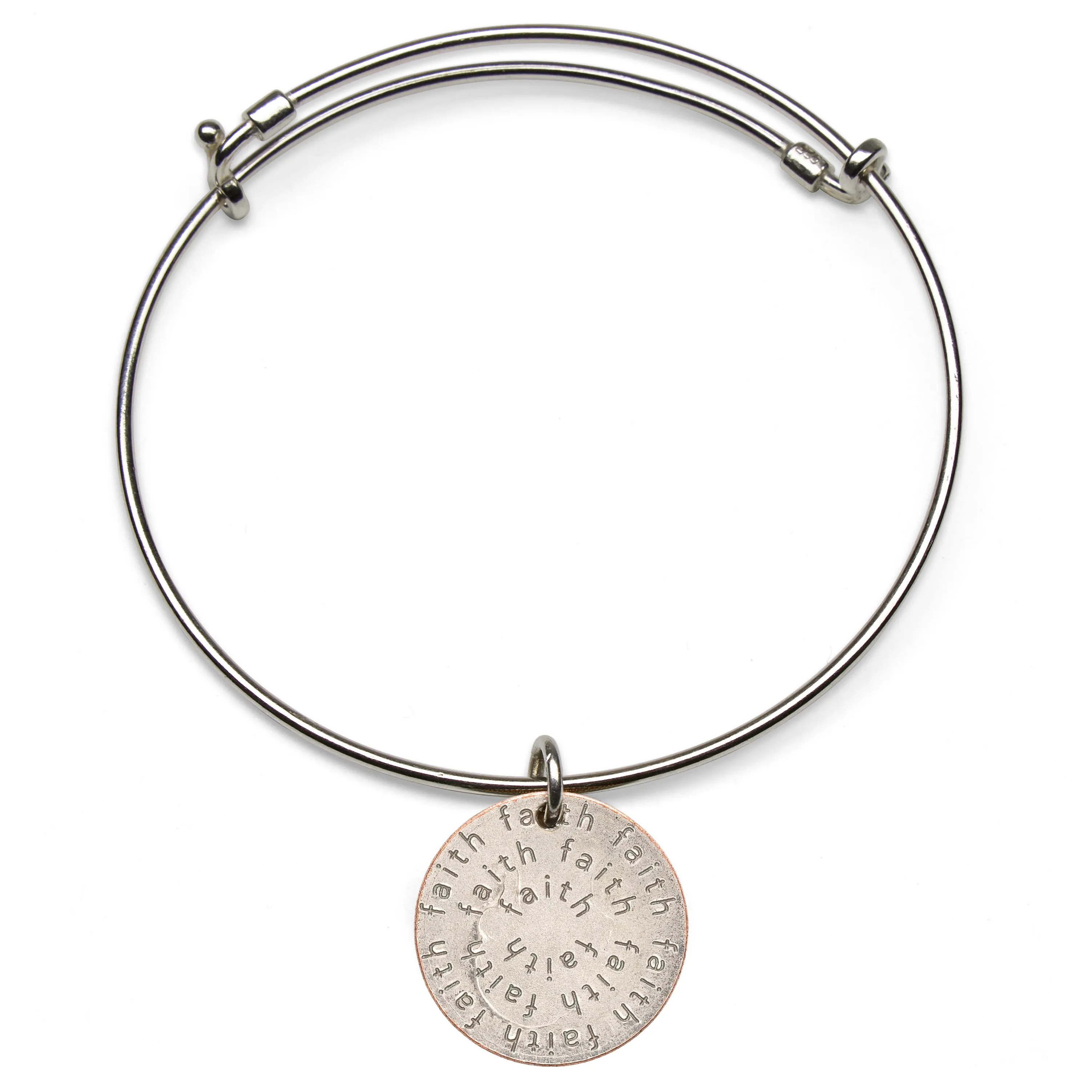 Mariamor Faith Quarter Adjustable Bangle, Sterling Silver