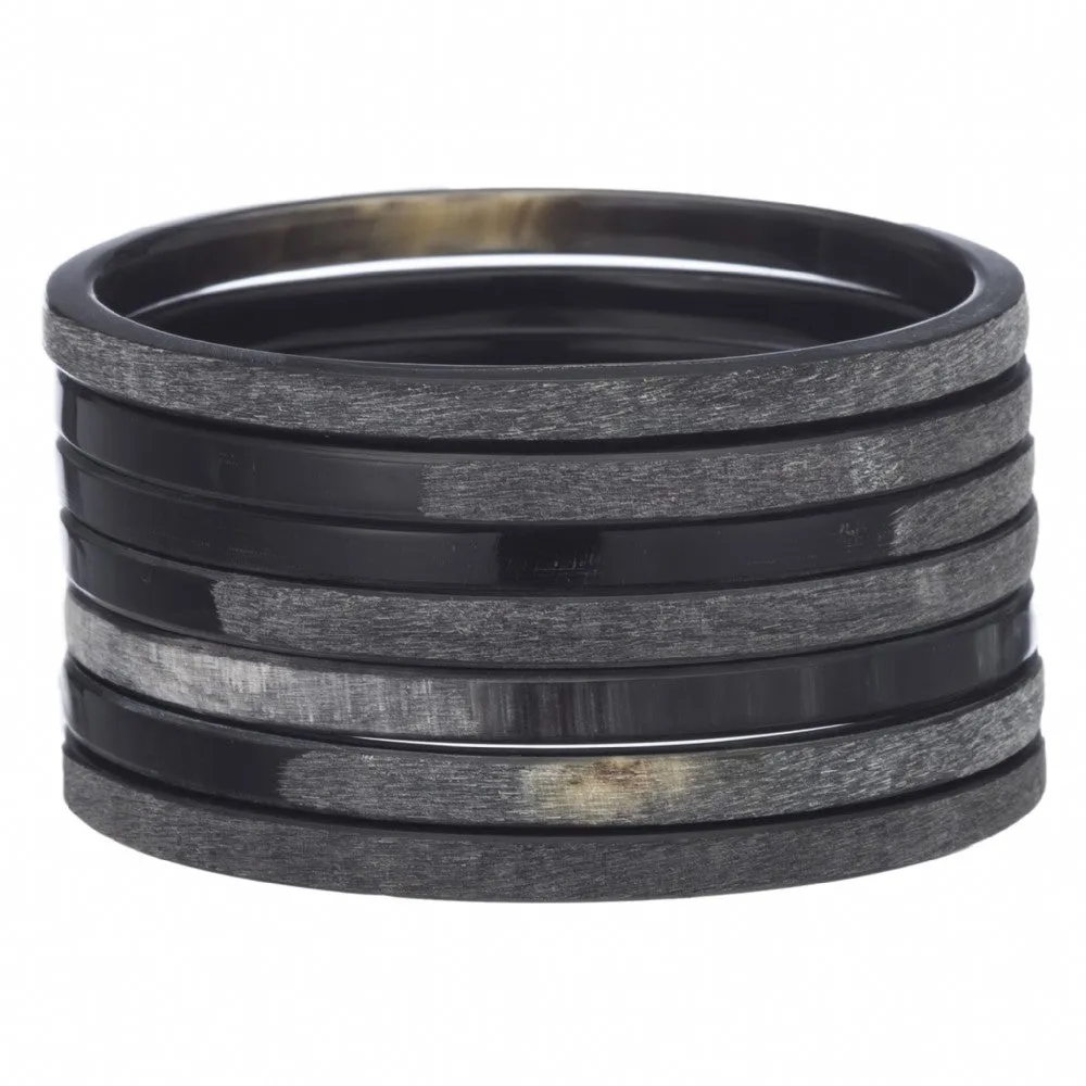 Matt Black Horn Bangle Set