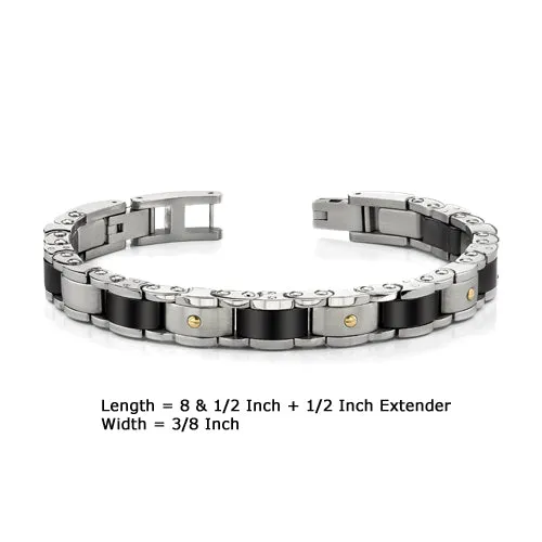 Men's Brushed Matte Finish Two-Tone Stainless Steel Bracelet