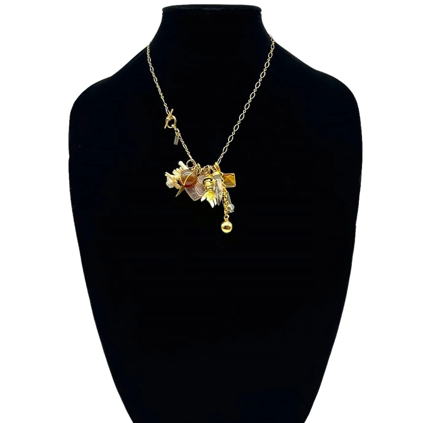 MIMA Gold Necklace with Multiple Charms