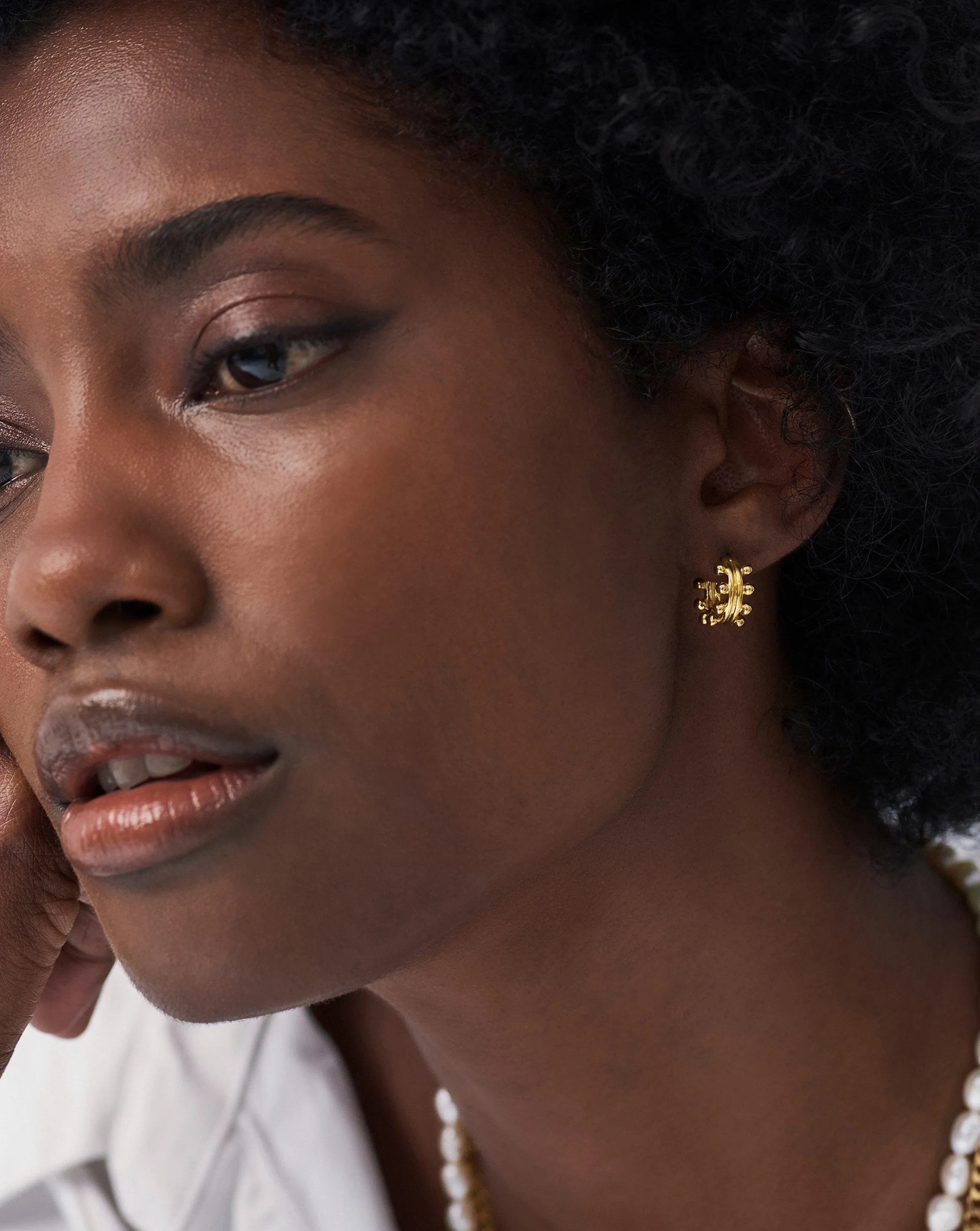 Mini Double Beaded Hoop Earrings