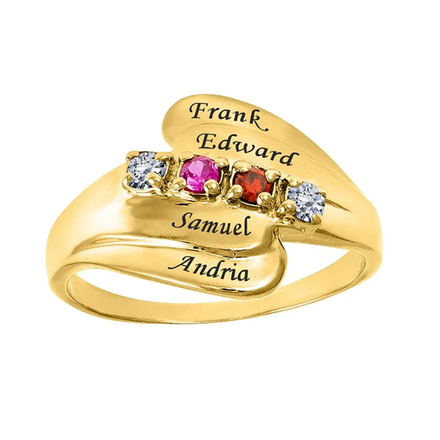 Mother's Ring with Stones & Engraving