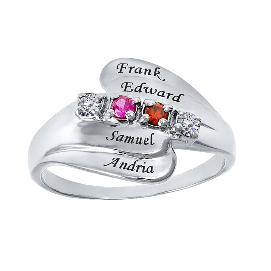 Mother's Ring with Stones & Engraving