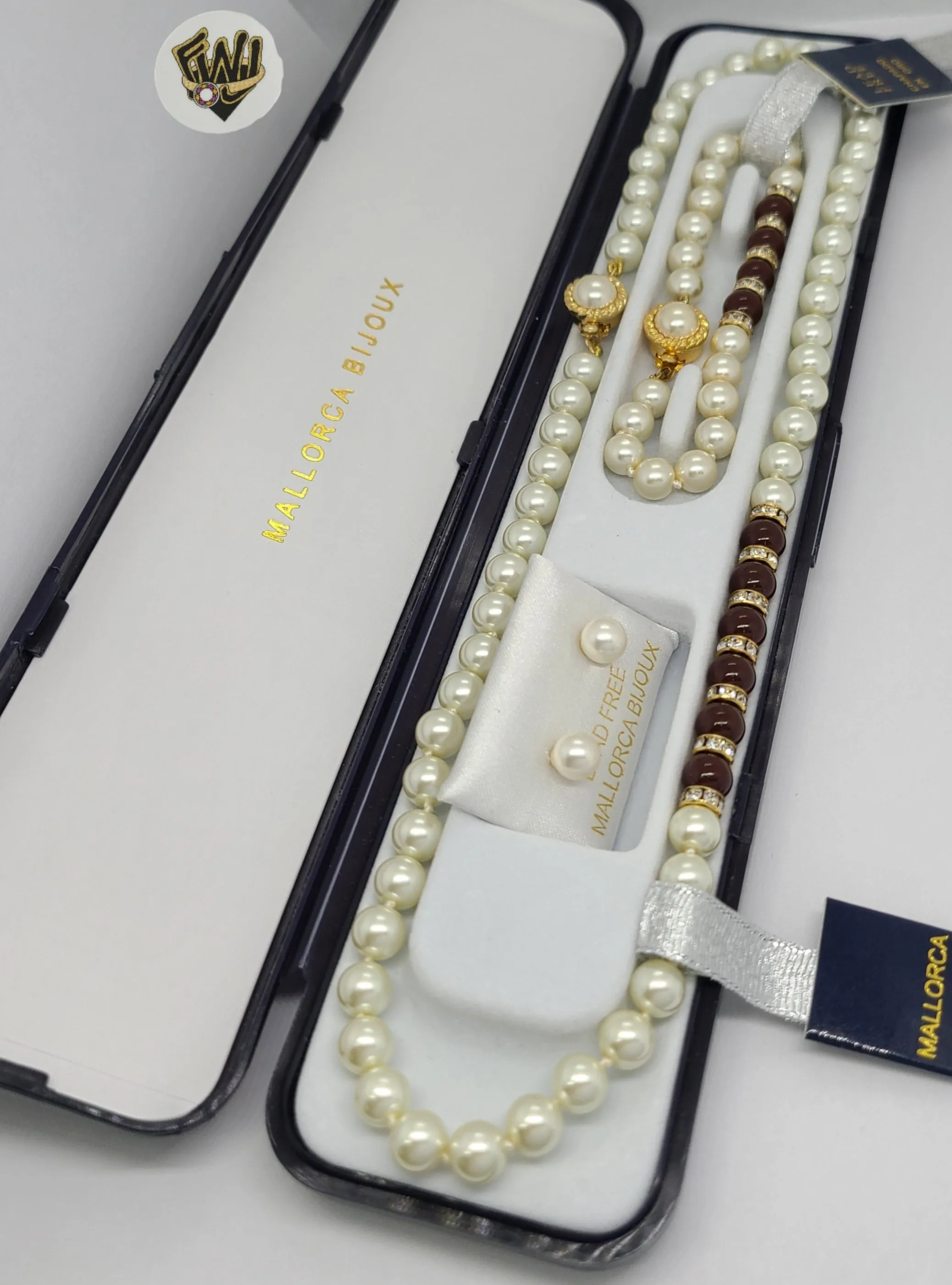 (MSET-30) Gold Laminate - Two Colors Mallorca Pearls Set - BGF