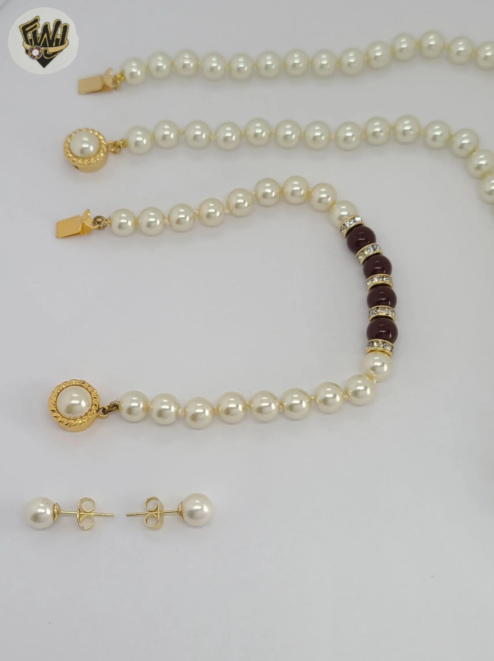 (MSET-30) Gold Laminate - Two Colors Mallorca Pearls Set - BGF