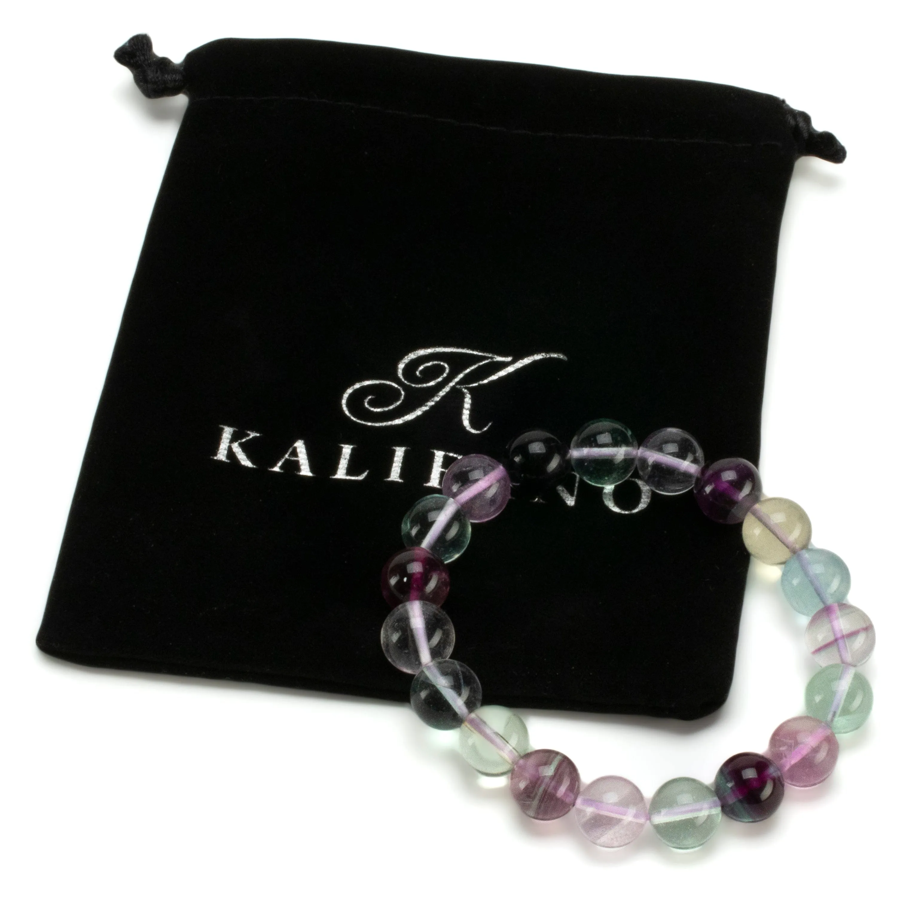 Natural Fluorite 10mm Bead Gemstone Elastic Bracelet